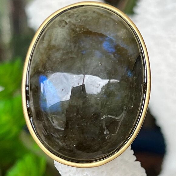 Labradorite Cabochon Sheila Fajl GLOW Statement Cocktail Ring SIZE 10 - Picture 1 of 13